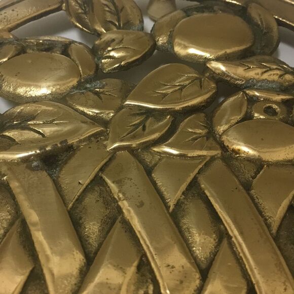 1980’s Rubel Design Floral Brass Footed Tr… - Picture 6 of 11